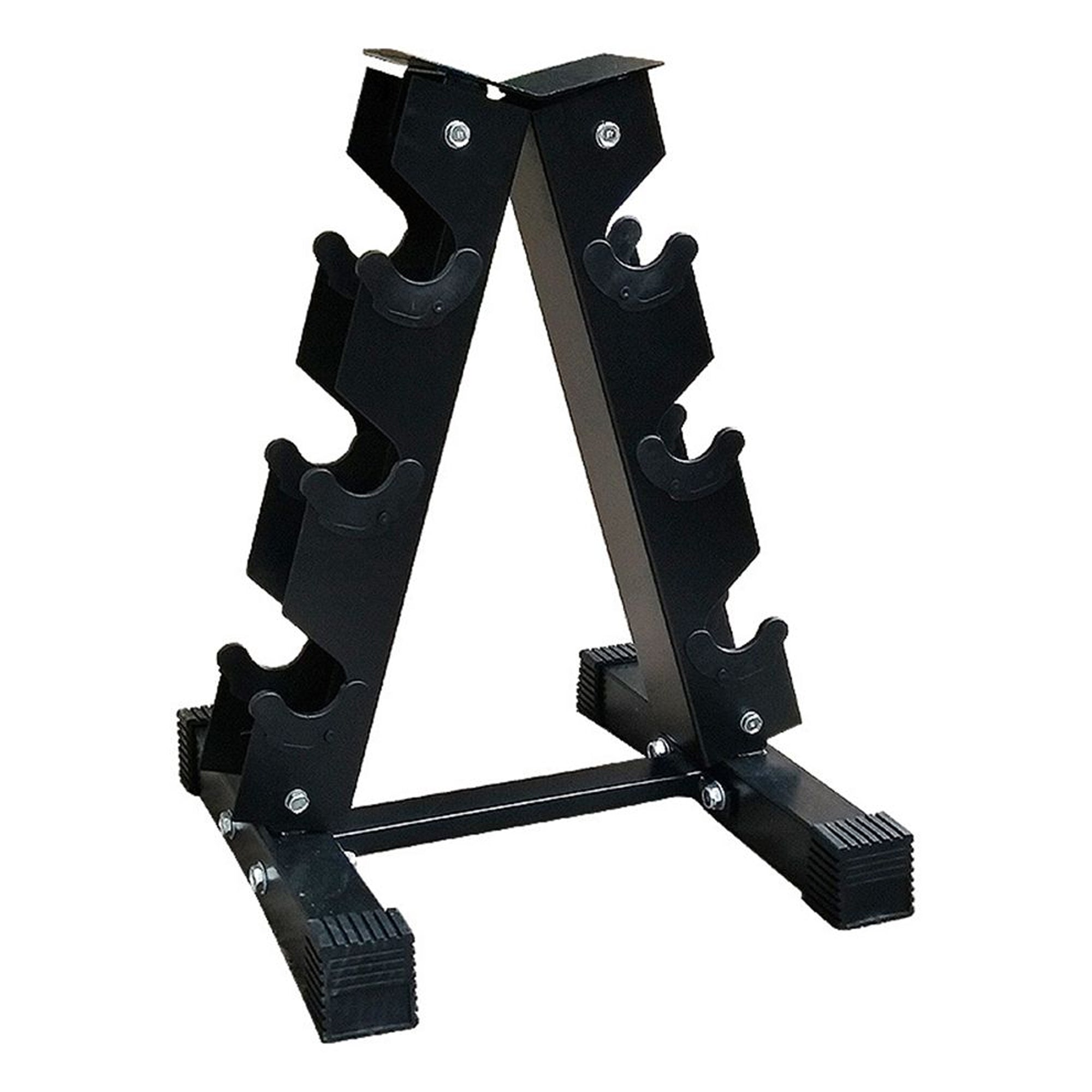 Hex Dumbbell Set with 3-Tier Tree Rack & Optional Bench – Rubber Coated Anti-Roll Weights for Home Gym
